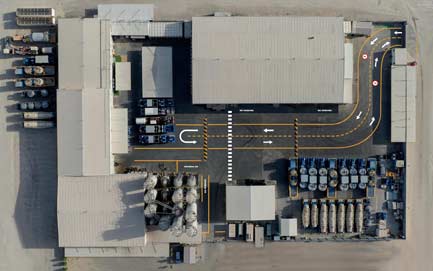 An overhead view of the Superior Cementing facility in Kuwait