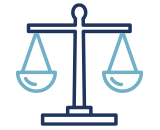 An icon of balance scales (mini)